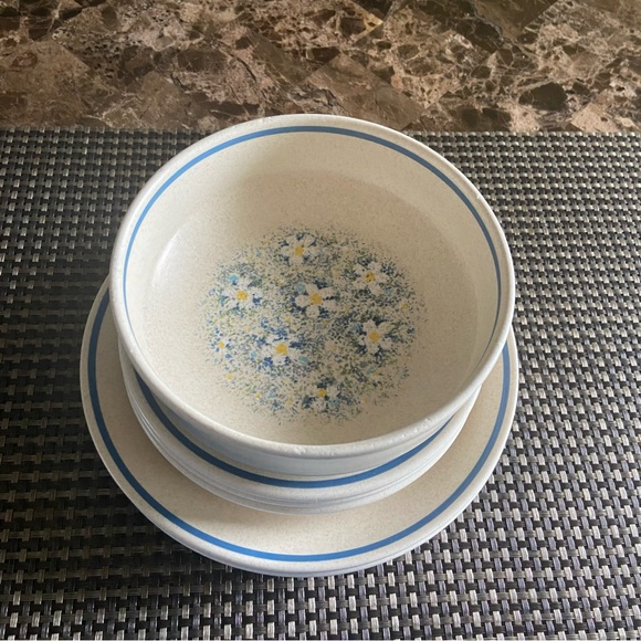 Vintage Lenox 7 pieces Temperware Dew Drops Bright Blue with white flowers - Picture 2 of 6